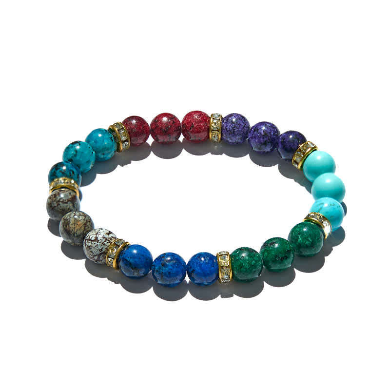 Olivenorma 8mm Natural Stone Metal Roller Beads Bracelet