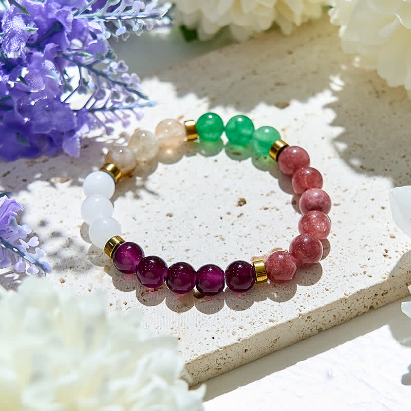 Olivenorma Green Aventurine Strawberry Quartz Garnet Beads Bracelet