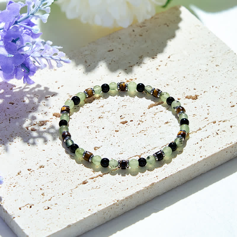 Olivenorma 6mm Natural Prehnite Obsidian Beads Bracelet