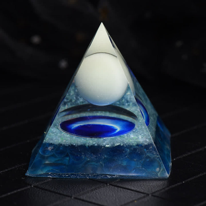 Olivenorma Opalite & Blue Glass Orgone Pyramid