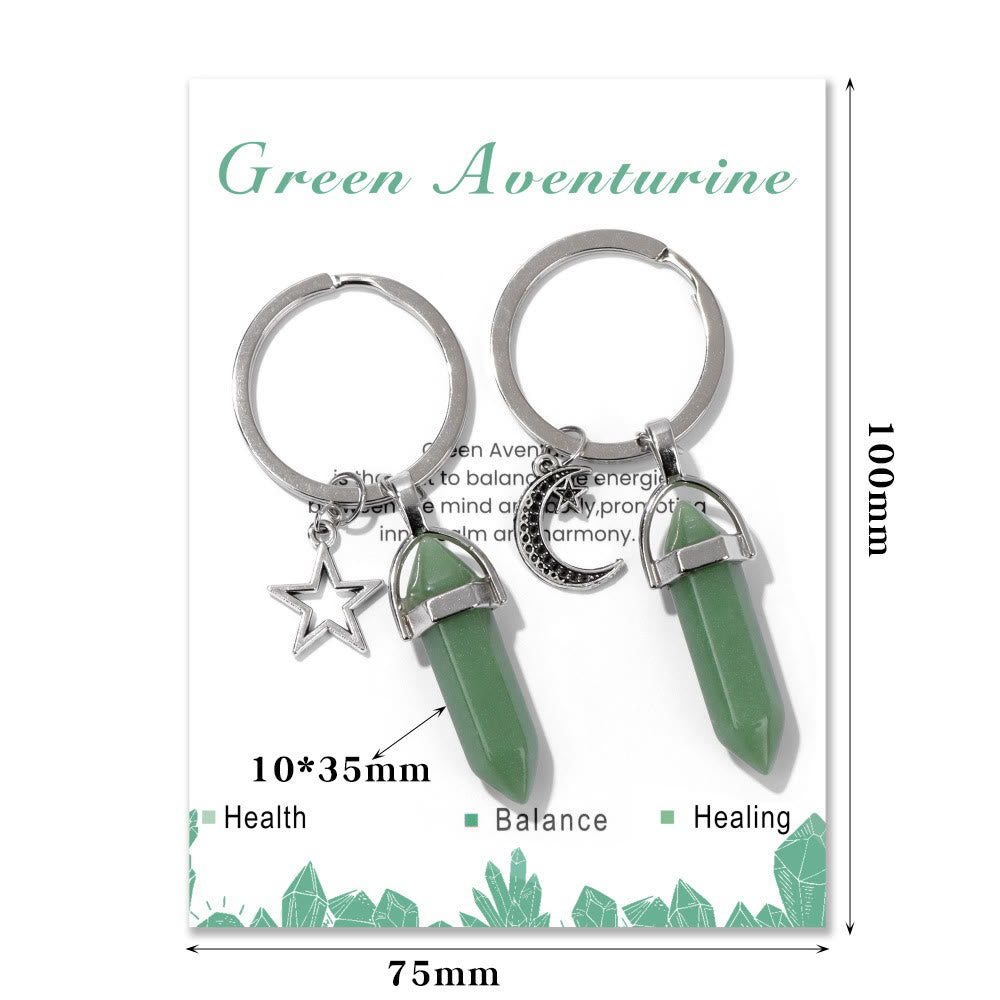 Olivenorma Hexagonal Natural Turquoise Stone Couple Keychain