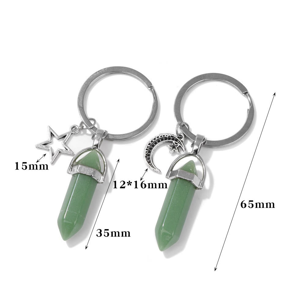 Olivenorma Hexagonal Natural Turquoise Stone Couple Keychain