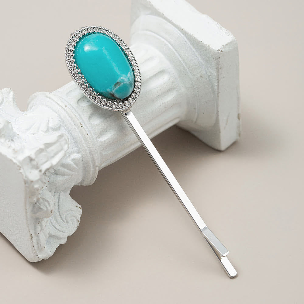 Olivenorma Retro Natural Turquoise Stone Bobby Pin Hairpin