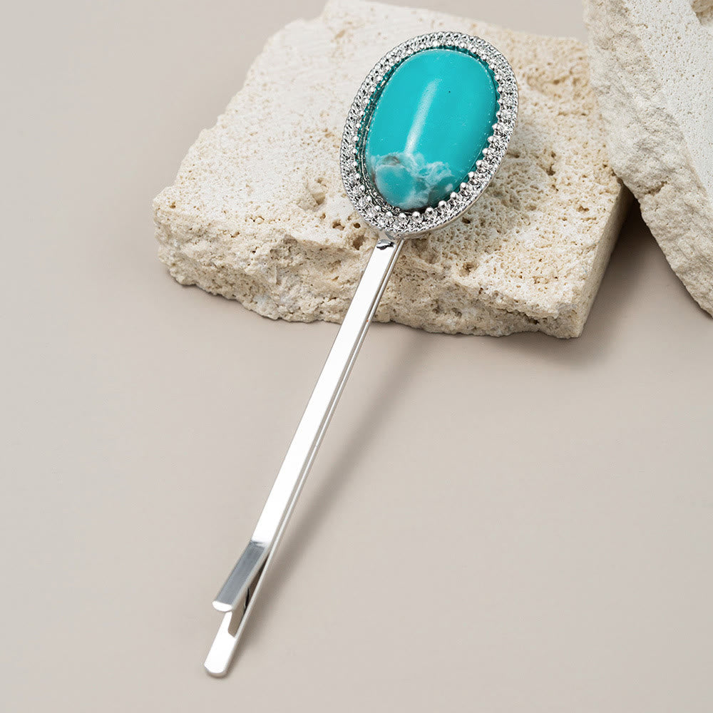 Olivenorma Retro Natural Turquoise Stone Bobby Pin Hairpin