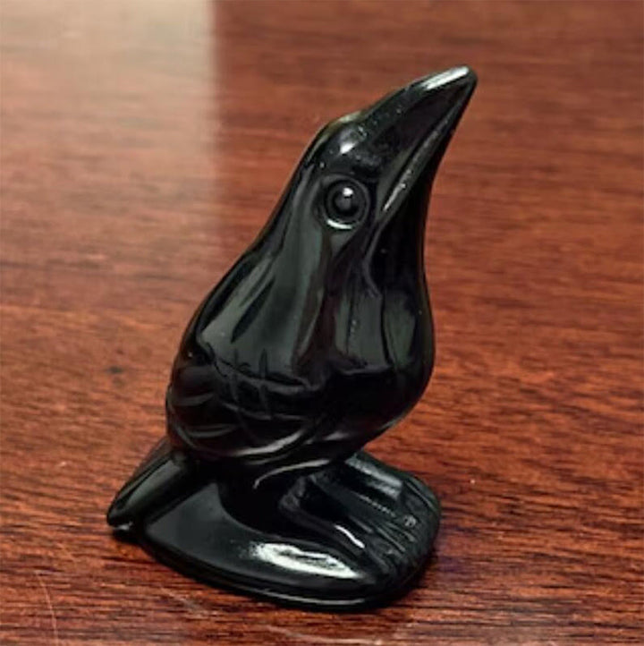 Olivenorma Natural Obsidian Yooperlite Raven Figurine Gemstone Decoration