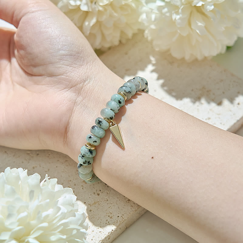 Olivenorma African Turquoise Roller Beads Triangular Pendant Bracelet - image 2