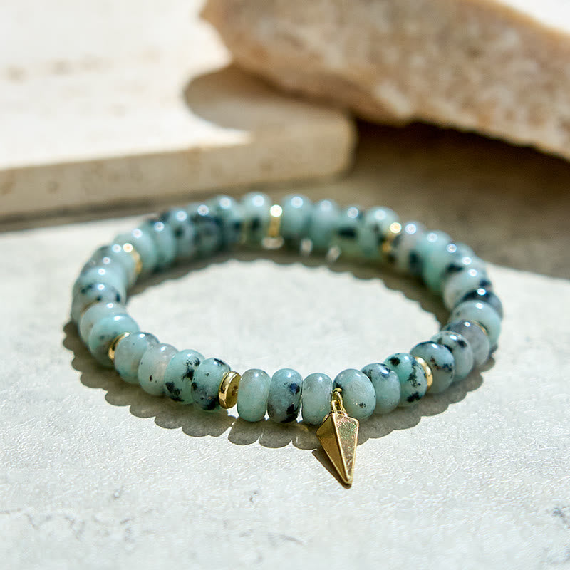 Olivenorma African Turquoise Roller Beads Triangular Pendant Bracelet - image 3