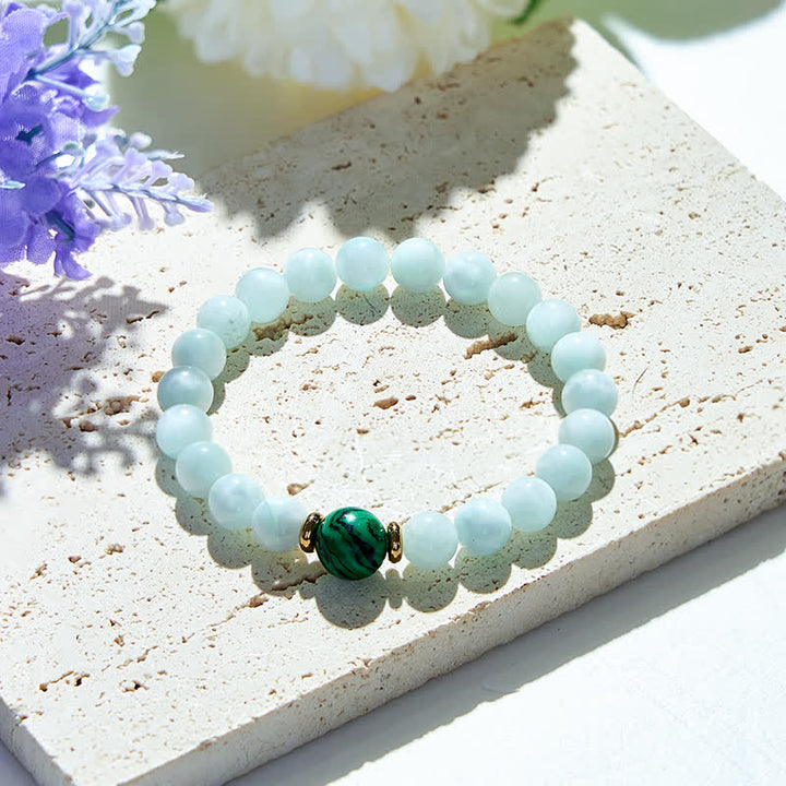 Olivenorma Natural Amazonite Malachite Beads Bracelet