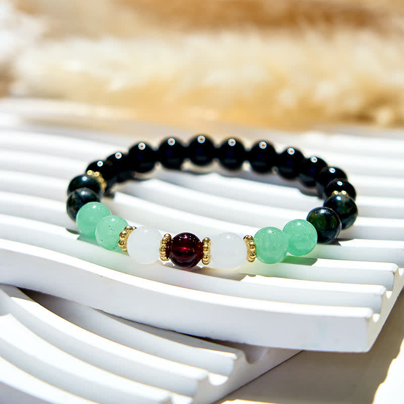 Olivenorma Natural Obsidian Garnet Beads Bracelet