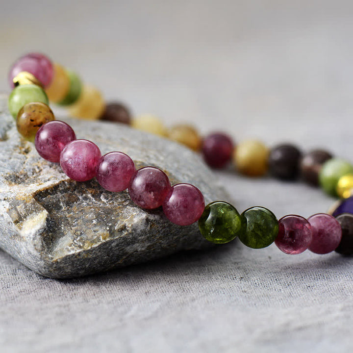 Olivenorma Natural Amethyst Tourmaline Beads Bracelet