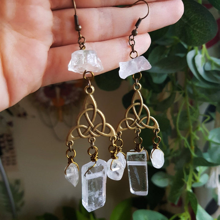 Olivenorma Mysterious Trinity Knot Raw Citrine Dangle Earrings