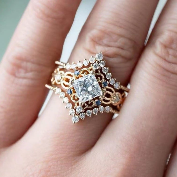 FREE Today: 3 Pcs Rose Gold Moissanite Floral Wedding Ring Set - image 11