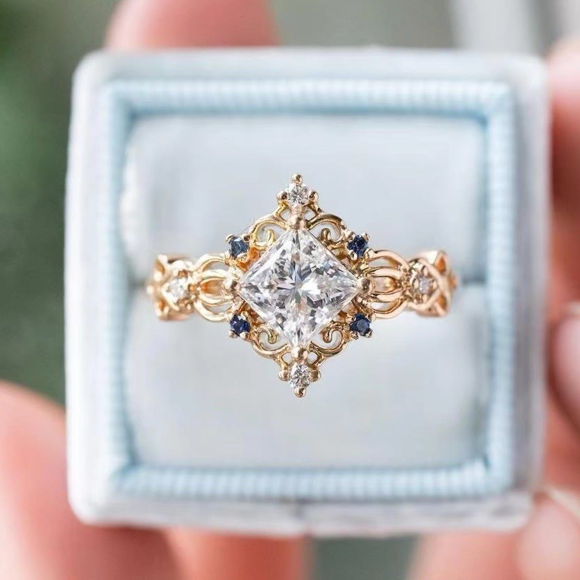 FREE Today: 3 Pcs Rose Gold Moissanite Floral Wedding Ring Set - image 13