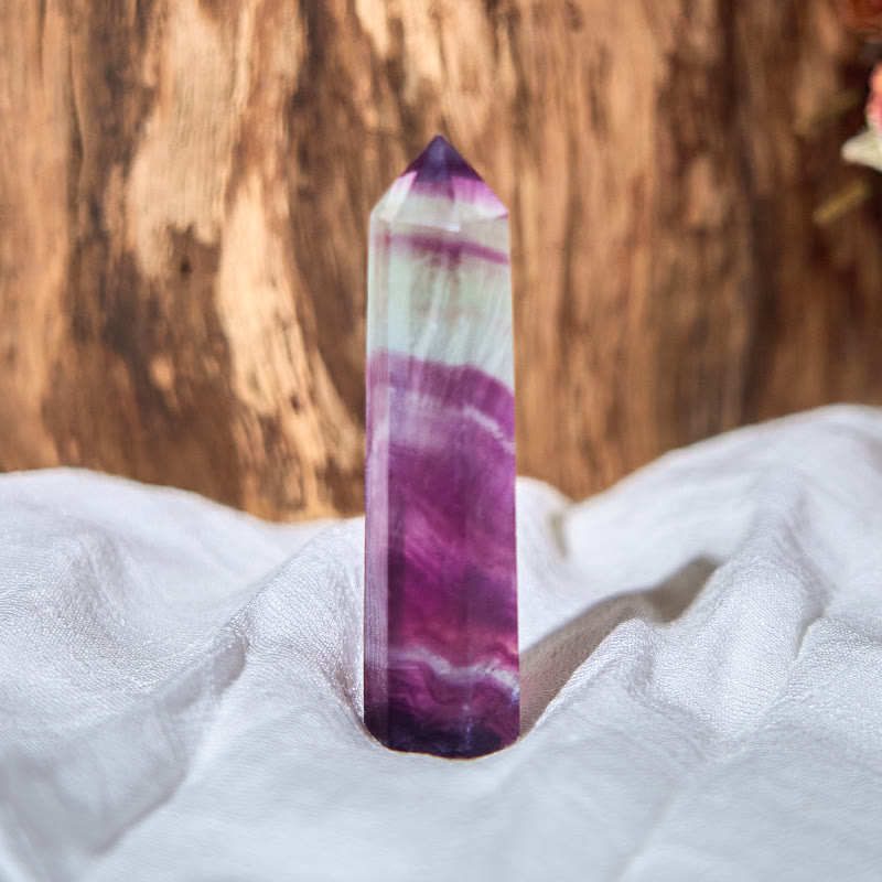 Olivenorma Natural Purple Fluorite Prismatic Healing Crystal Wands Tower