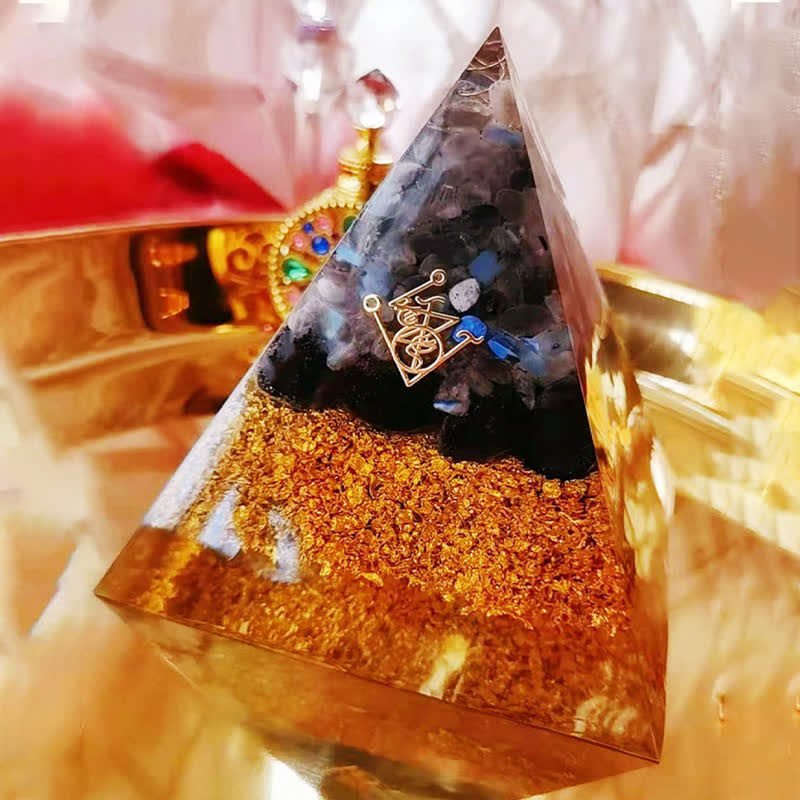 Olivenorma Moonstone Clear Crystal Obsidian Orgone Pyramid