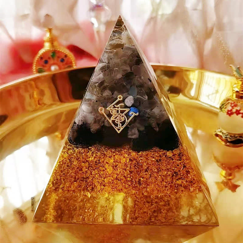 Olivenorma Moonstone Clear Crystal Obsidian Orgone Pyramid