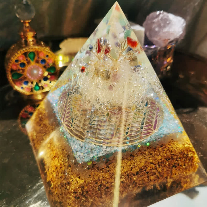 Olivenorma 15cm Clear Crystal Health Orgone Pyramid