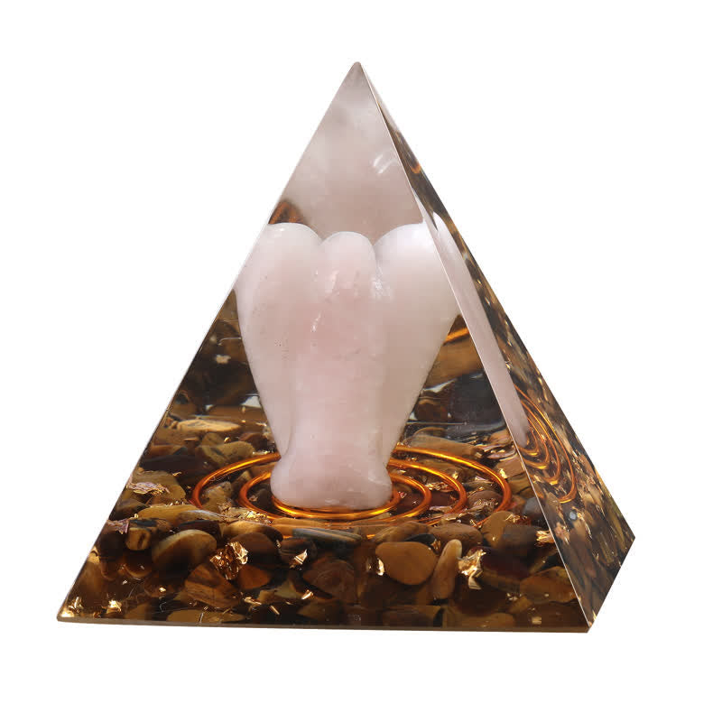 Olivenorma 5cm Natural Crystal Angel Carving Orgone Pyramid