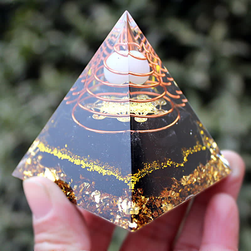 Olivenorma 6cm White Jade Obsidian Orgone Pyramid