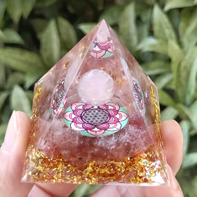 Olivenorma 5m Rose Quartz Strawberry Quartz Orgone Pyramid