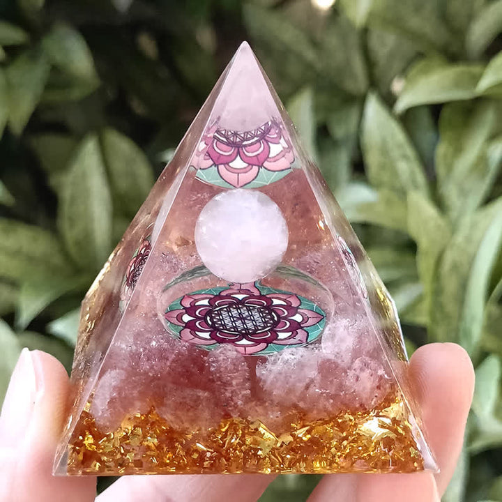 Olivenorma 5m Rose Quartz Strawberry Quartz Orgone Pyramid