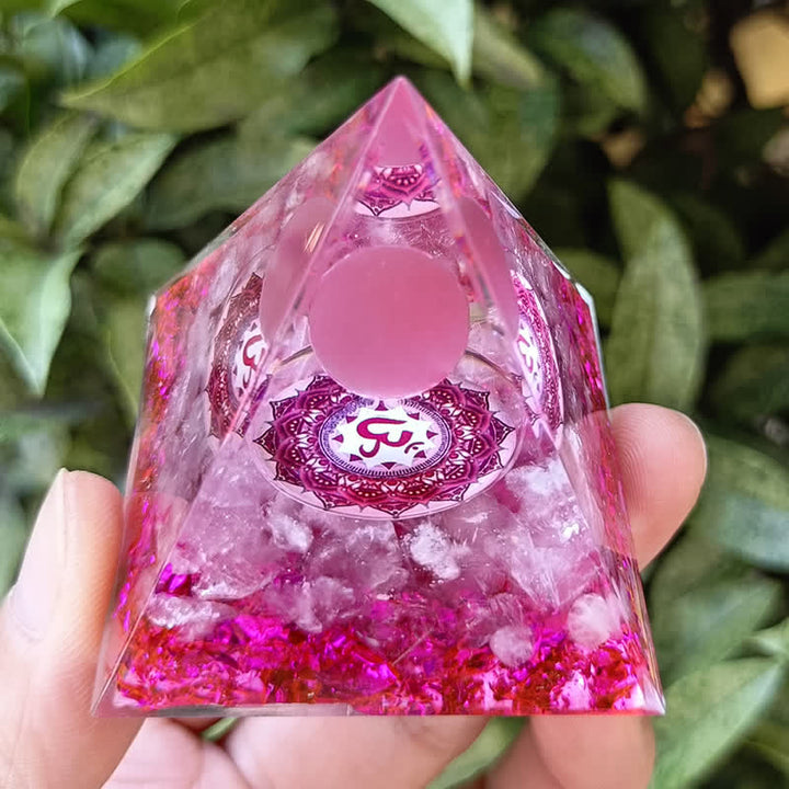 Olivenorma 5m Pink Cat's Eye Stone Orgone Pyramid