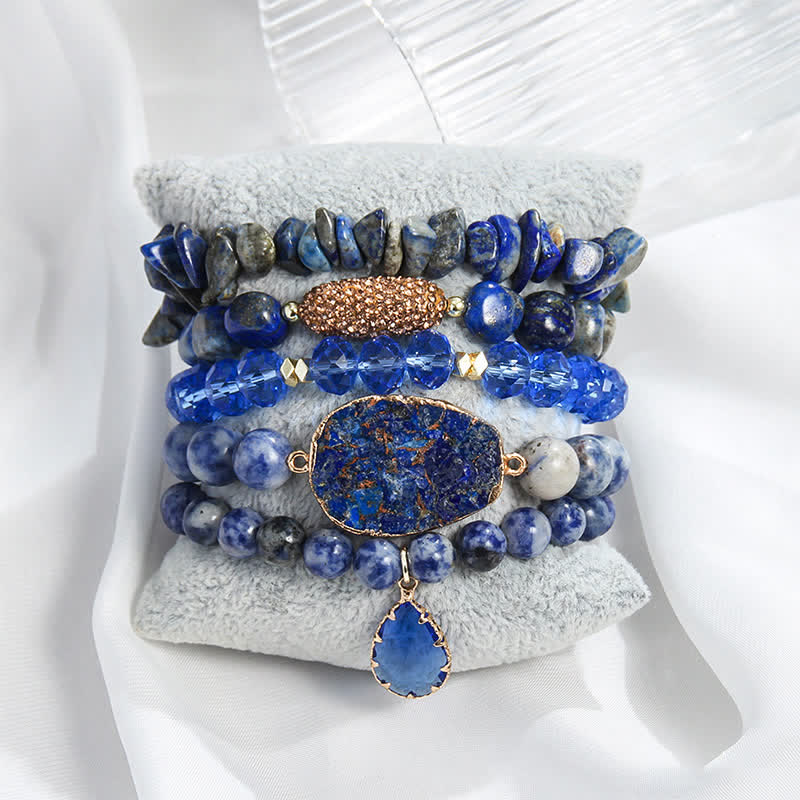 Olivenorma Natural Crystal 5-layer Beaded Bracelet Set