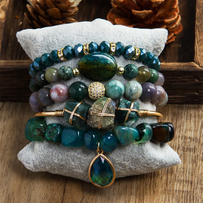 Olivenorma Tiger Eye 5-layer Beaded Bracelet Set