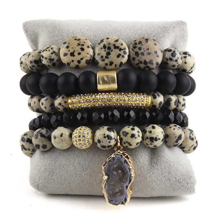 Olivenorma 5-layer Crystal Beaded Metal Accessories Bracelet Set