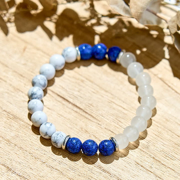 Olivenorma Clear Crystal Lapis Lazuli Beaded Bracelet