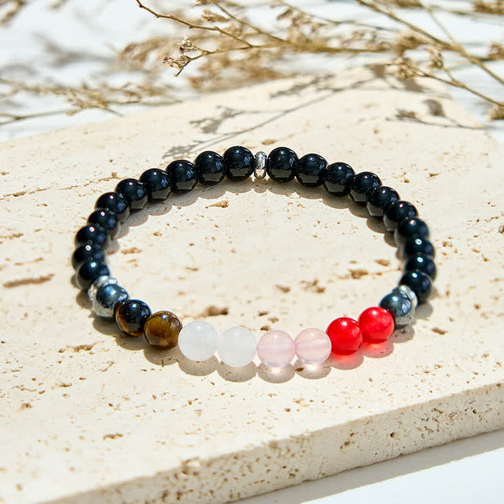 Olivenorma Natural Crystal Black Onyx Beads Bracelet