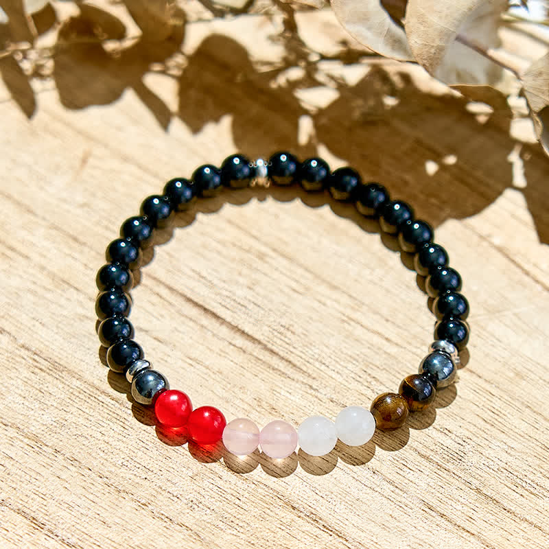 Olivenorma Natural Crystal Black Onyx Beads Bracelet