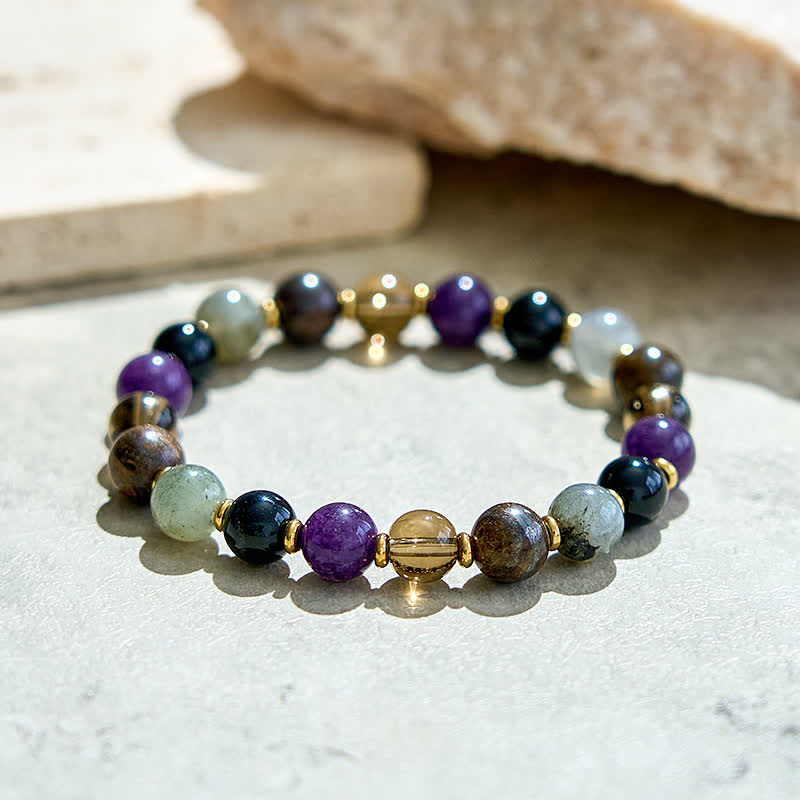 Olivenorma Natural Amethyst Black Onyx Beads Bracelet