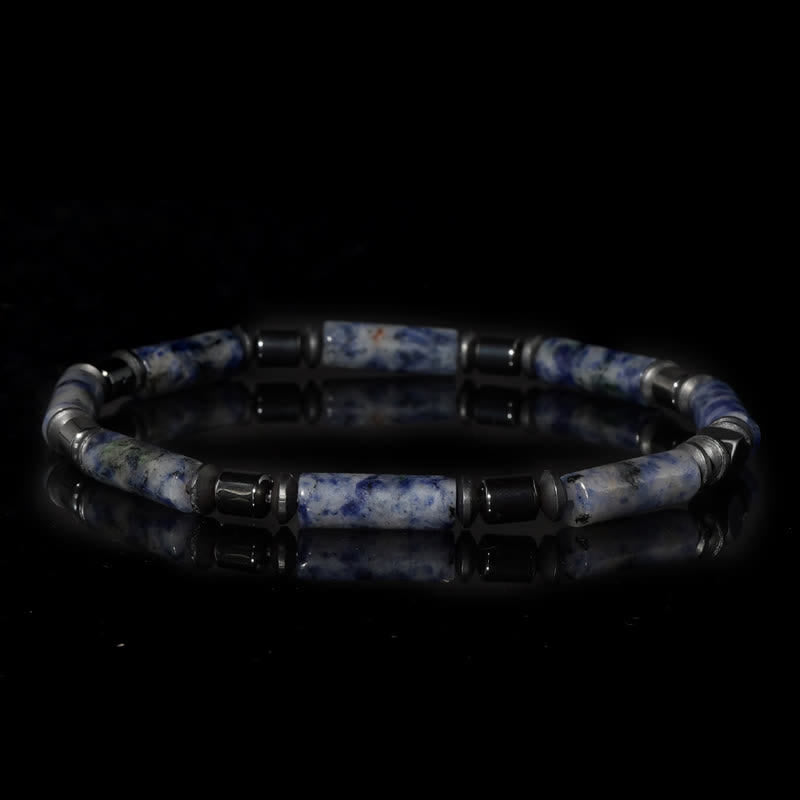 Olivenorma Natural Hematite Blue Spot Jasper Beads Bracelet