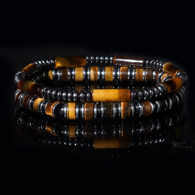 Olivenorma Natural Hematite Tiger Eye Beads 2-Piece Bracelet