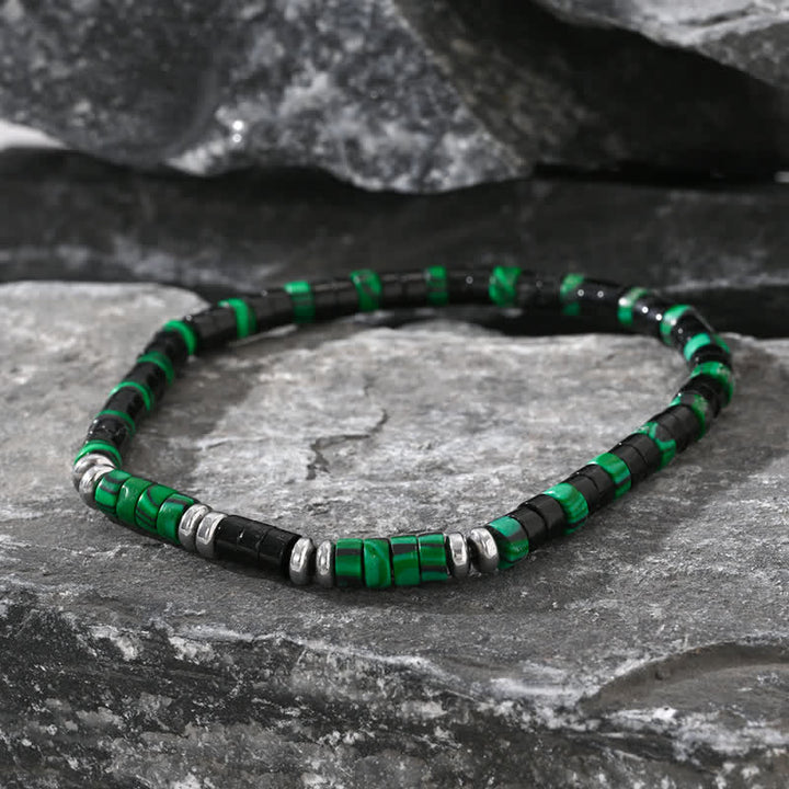 Olivenorma Natural Malachite Hematite Black Onyx Beads Bracelet