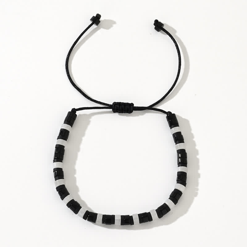 Olivenorma Roller Shape Clear Crystal Obsidian Beads Bracelet