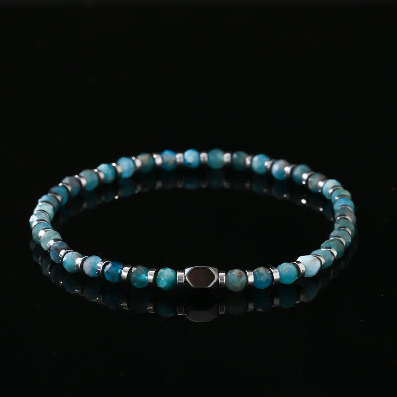 Olivenorma Natural Hematite Blue Apatite Beads Bracelet - Hematite & Blue Apatite - image 0