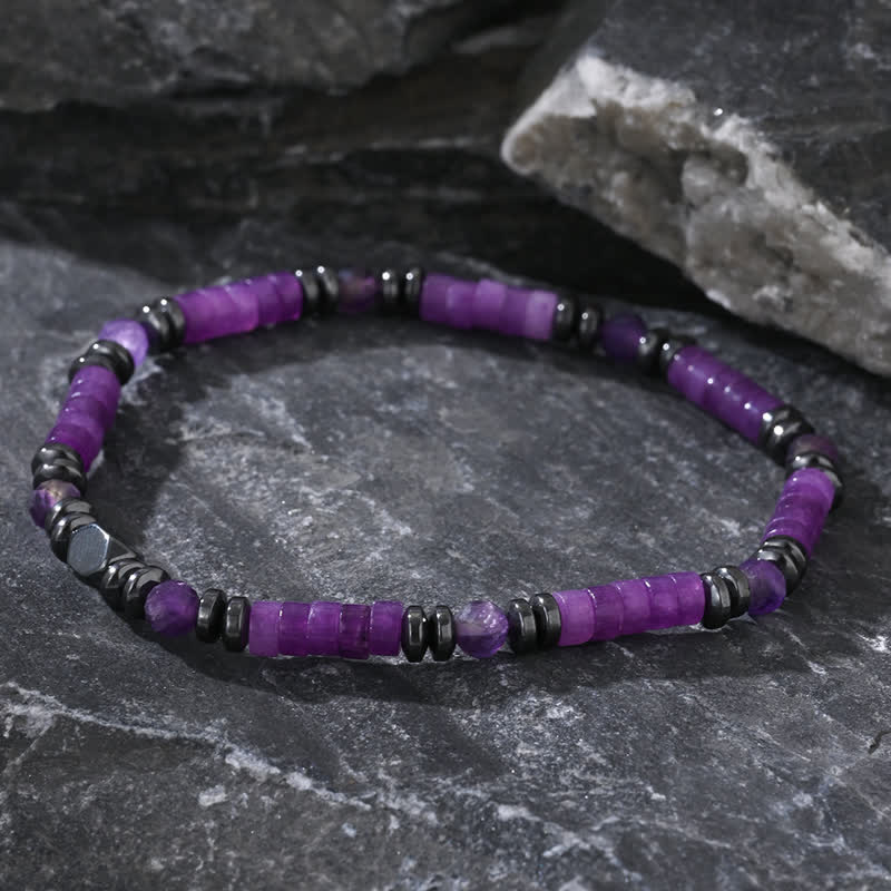 Olivenorma Natural Amethyst Hematite Beads Bracelet - image 1