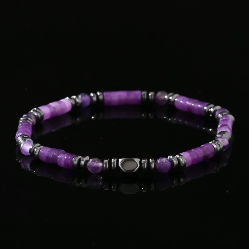 Olivenorma Natural Amethyst Hematite Beads Bracelet - Amethyst & Hematite - image 0