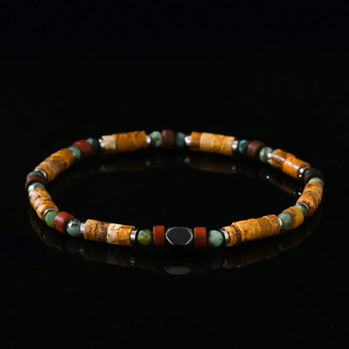 Olivenorma African Turquoise Picture Jasper Beads Bracelet