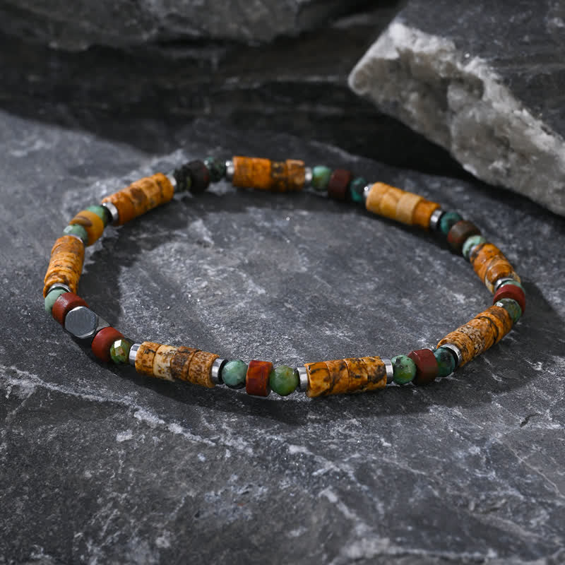 Olivenorma African Turquoise Picture Jasper Beads Bracelet