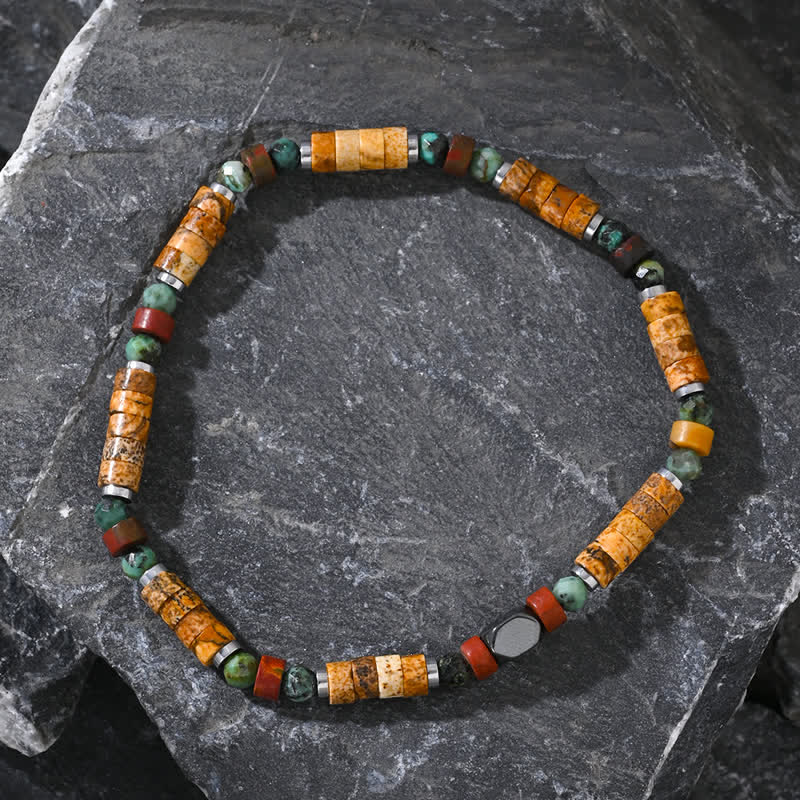 Olivenorma African Turquoise Picture Jasper Beads Bracelet