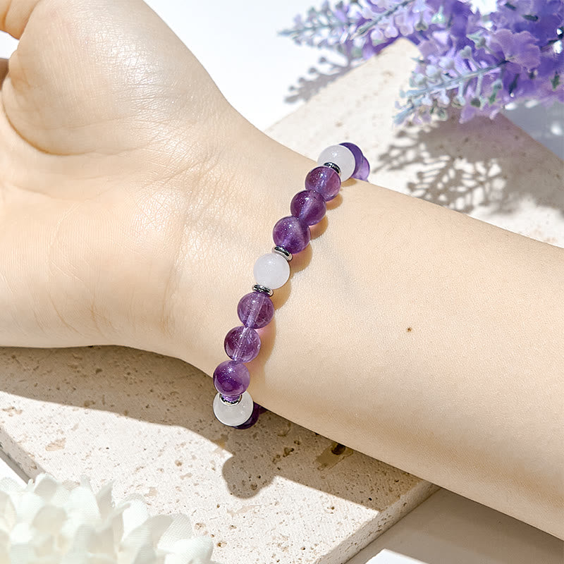 Olivenorma Natural Amethyst White Jade Healing Bracelet - image 2