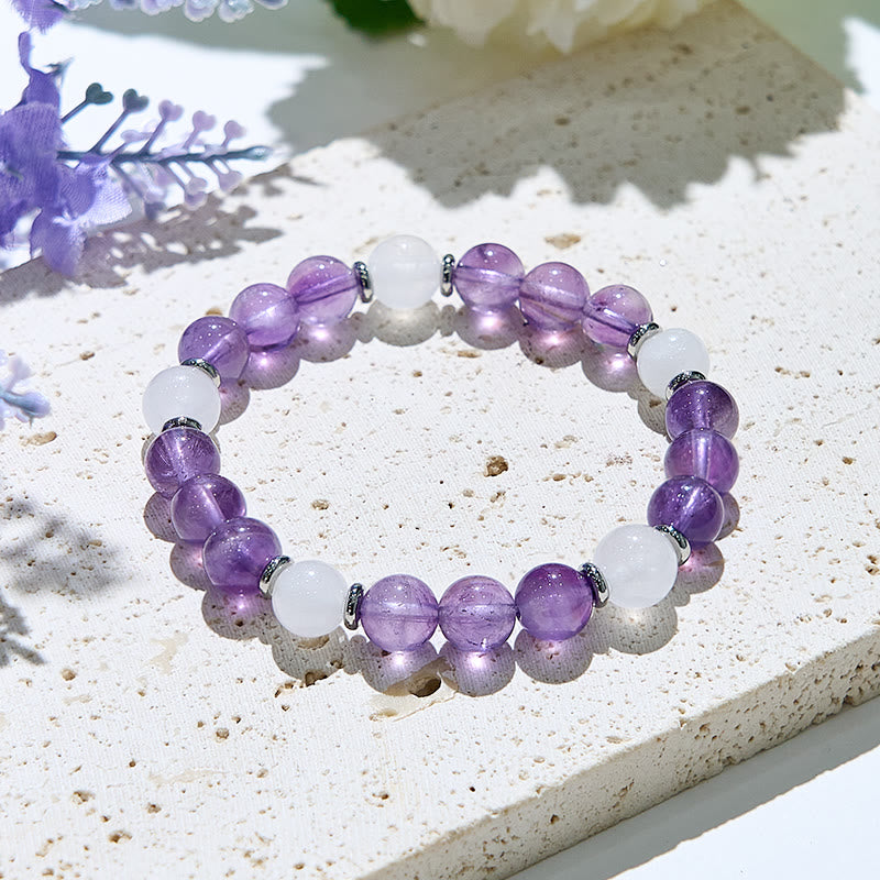 Olivenorma Natural Amethyst White Jade Healing Bracelet - Amethyst&White Jade - image 1