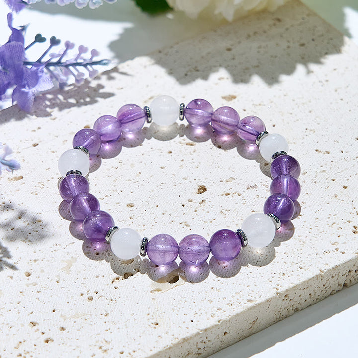 Olivenorma Natural Amethyst White Jade Healing Bracelet - Amethyst&White Jade - image 1