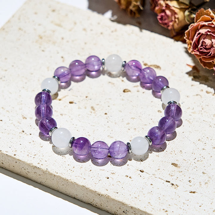Olivenorma Natural Amethyst White Jade Healing Bracelet - image 3