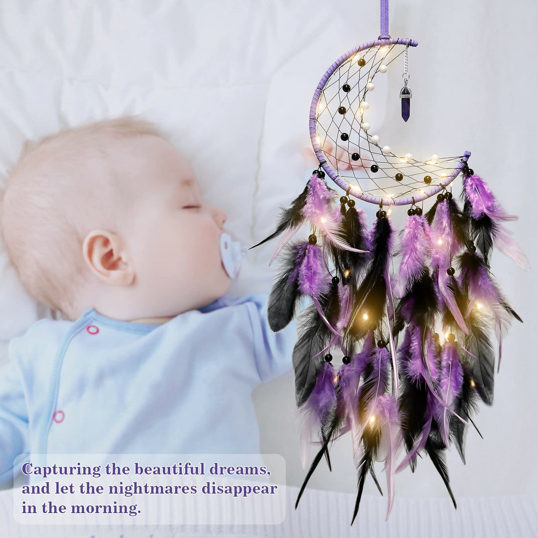 FREE Today: "Peace Energy" Amethyst & Obsidian Moon Feather Dream Catcher - image 8