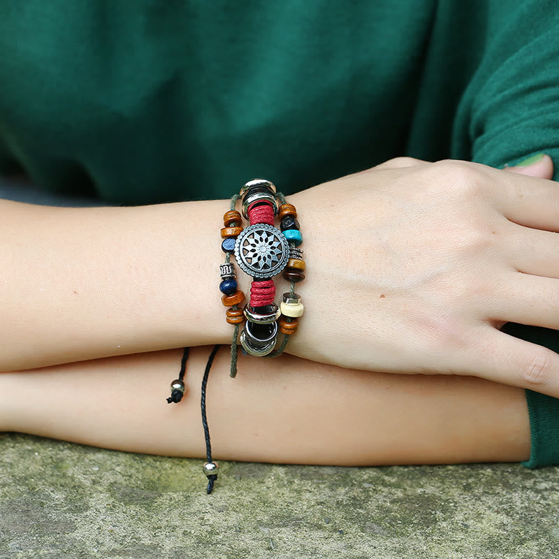 Olivenorma 3-Layer Hematite Leather Multi-layer Beaded Bracelet - image 2