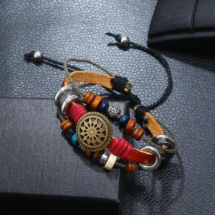 Olivenorma 3-Layer Hematite Leather Multi-layer Beaded Bracelet - Chocolate - image 12